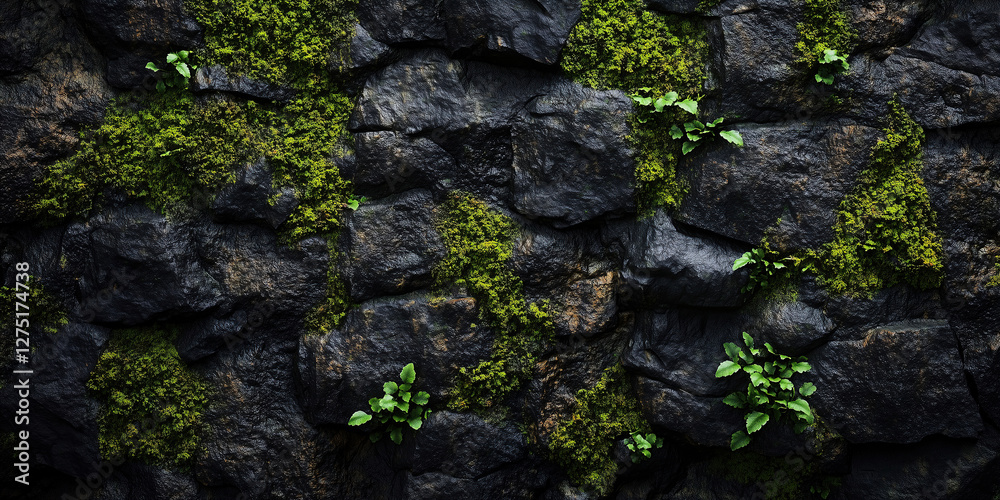 A close-up of a damp moss-covered wall A close-up of a damp moss-covered wall