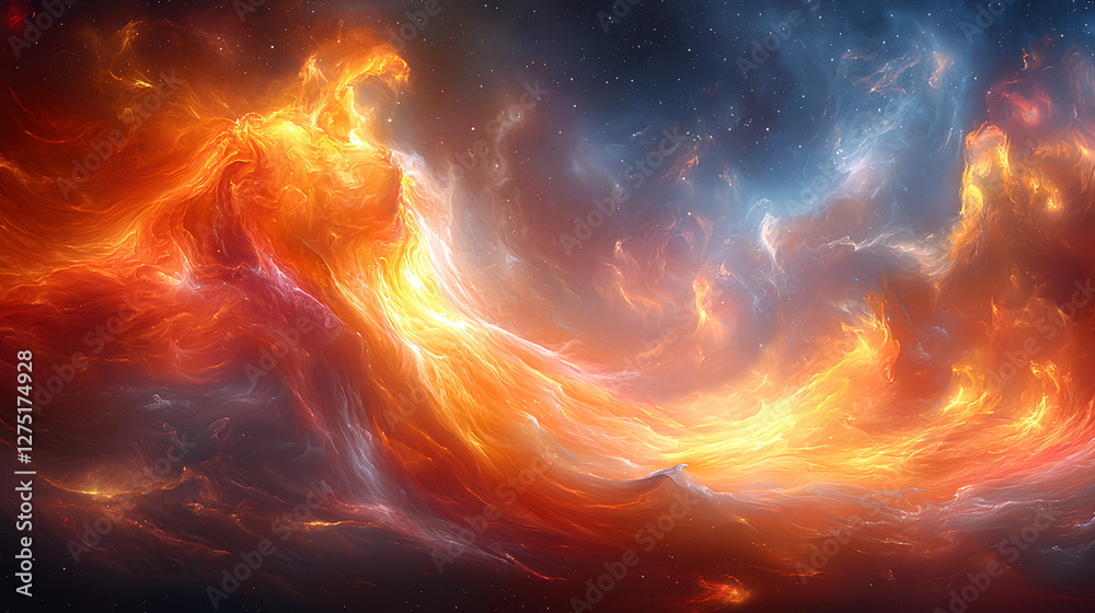 Ethereal cosmic nebula with vibrant fiery colors Ethereal cosmic nebula with vibrant fiery colors