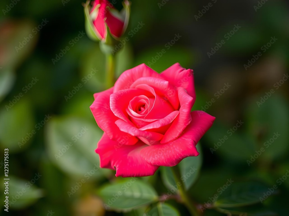 Vibrant red rose petals in sharp focus surrounded by soft green leaves, flora, natural, flower Vibrant red rose petals in sharp focus surrounded by soft green leaves, flora, natural, flower