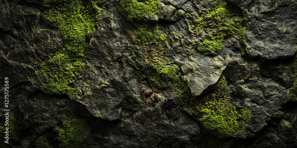A close-up of a damp moss-covered wall A close-up of a damp moss-covered wall