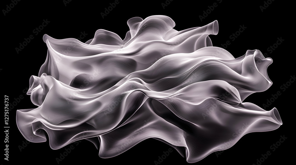 Fototapeta premium Abstract gray fabric waves, dark background, design element