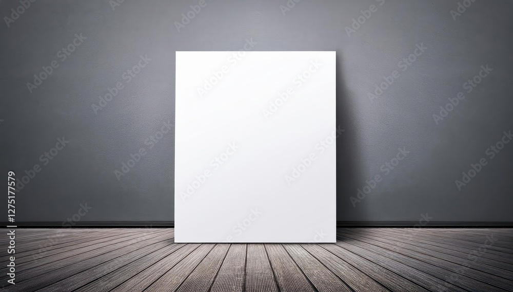 Stark Contrast A Blank Canvas Against a Gray Wall and Floor Backdrop, Setting the Stage for Artistic Inspiration and Minimalist Design. Stark Contrast A Blank Canvas Against a Gray Wall and Floor Backdrop, Setting the Stage for Artistic Inspiration and Minimalist Design.