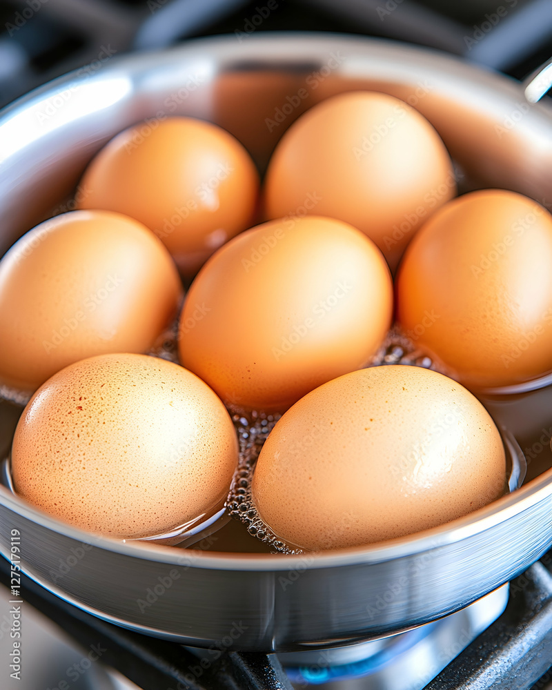 Boiling eggs on a gas stovetop for a recipe Boiling eggs on a gas stovetop for a recipe