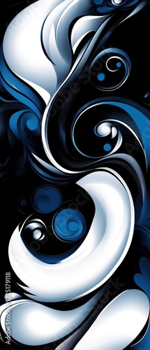 blue white and black abstract design 