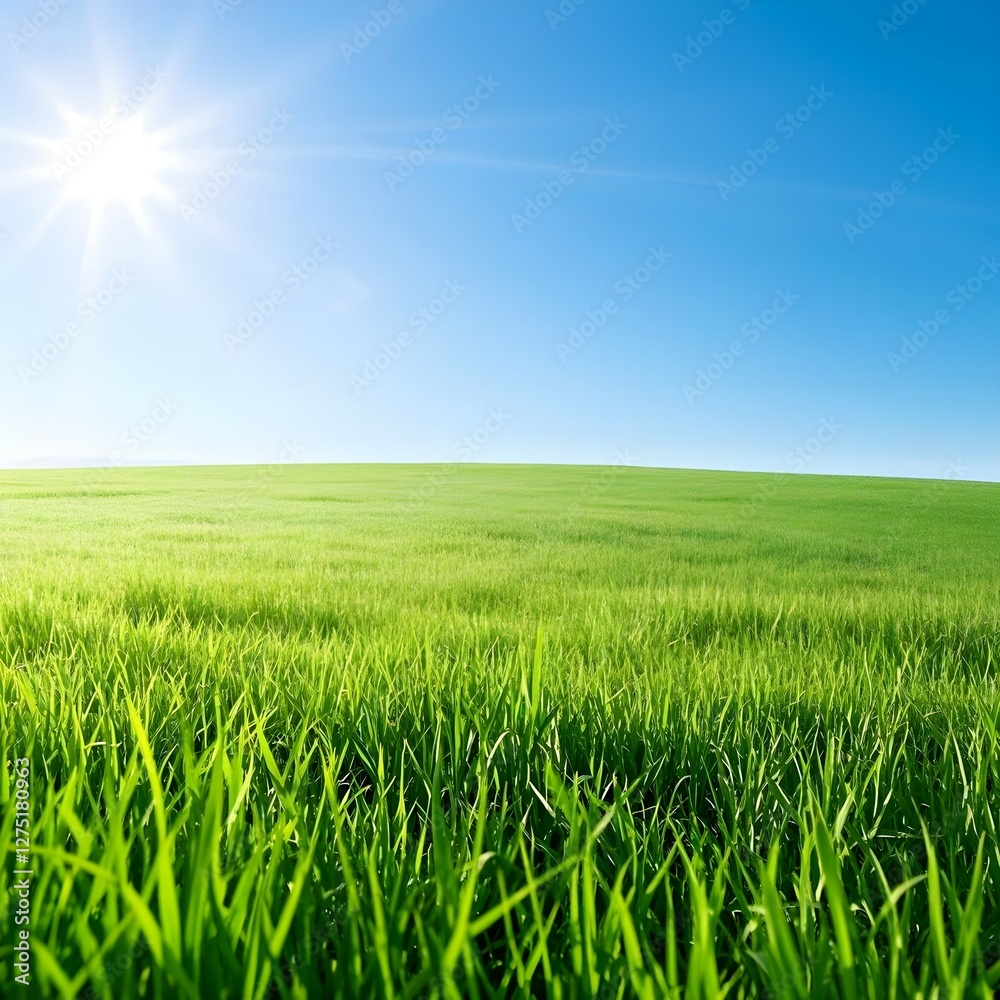 Fototapeta premium A view of a large field with growing grass