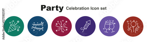 Customizable Party Celebrity single stroke icon sets