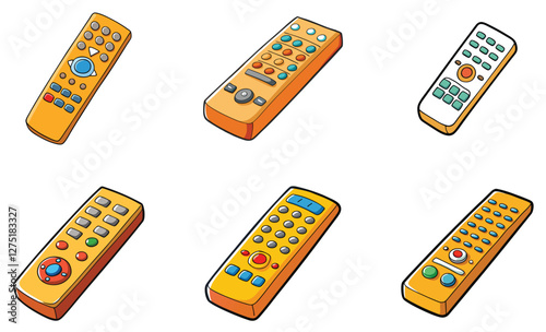 Television remote vector art set design on white background