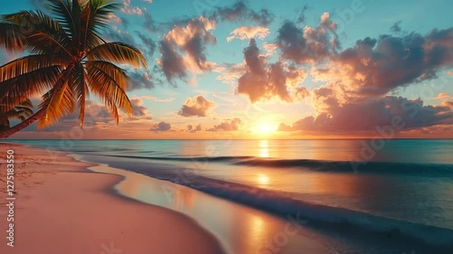 Serene Sunset on Tropical Beach Paradise