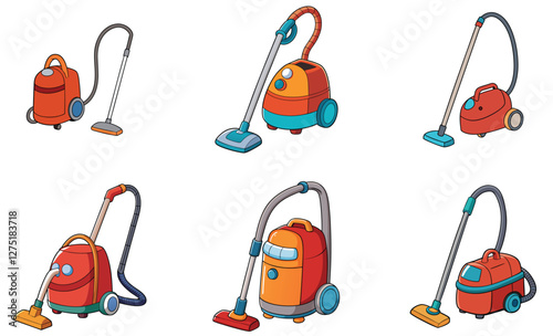 Vacuum cleaner vector art set design  on white background