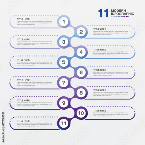 Infographic 11 options or step for presentation. Business icons concept.
