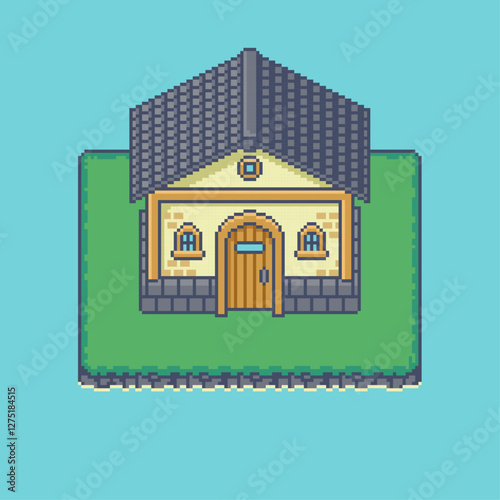 a house in pixel art style