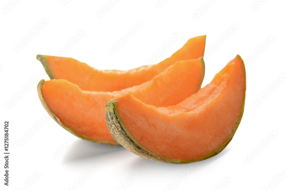 Slices of tasty ripe melon on white background Slices of tasty ripe melon on white background
