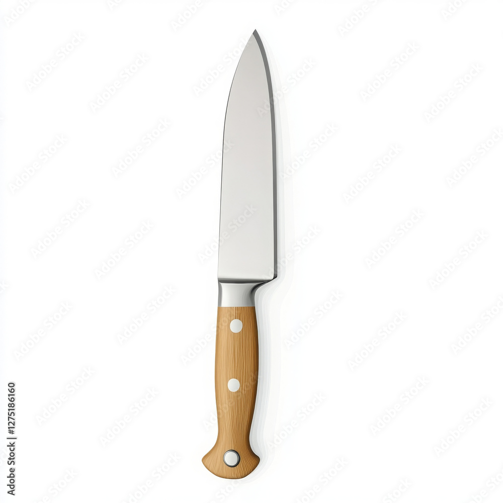 Sharp chef knife shines, ready for culinary creations, isolated on white Sharp chef knife shines, ready for culinary creations, isolated on white