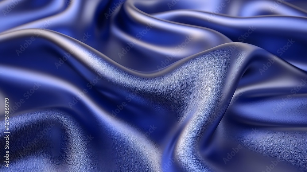 Obraz premium Blue silk fabric waves, elegant drape