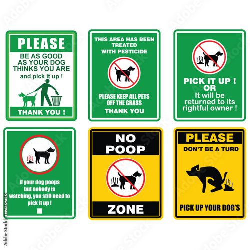 No Poop Zone, sticker set vector
