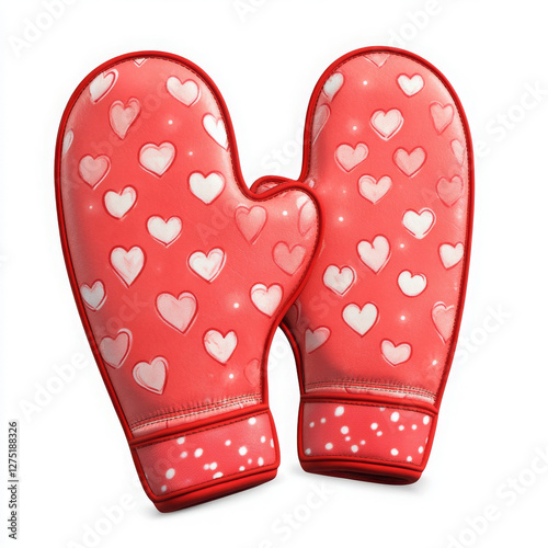 Pair of heart mittens show affection and warmth in 2D cartoony style game asset