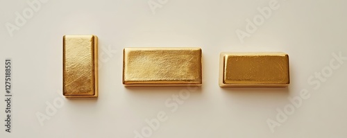 Gold Bars Arranged on Cream Background photo