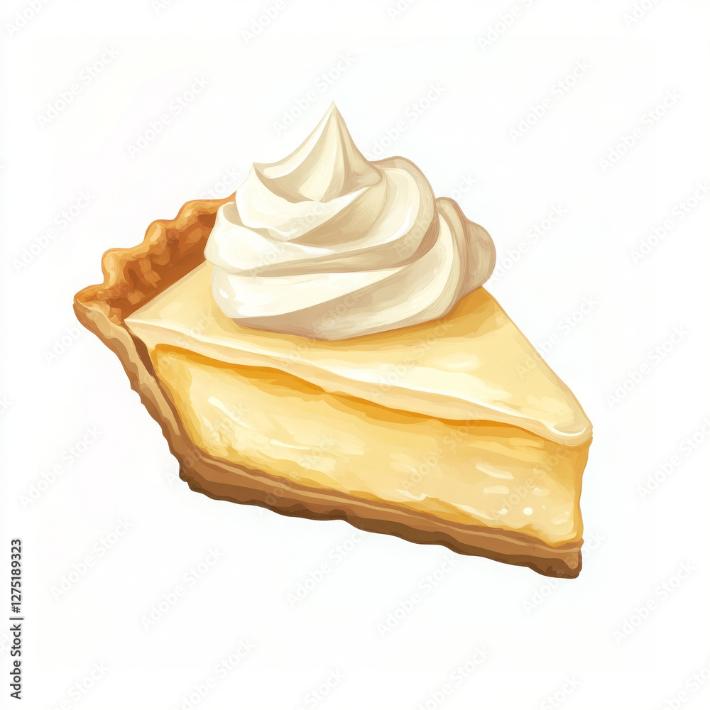 Delicious slice with creamy topping evoking dessert joy Delicious slice with creamy topping evoking dessert joy