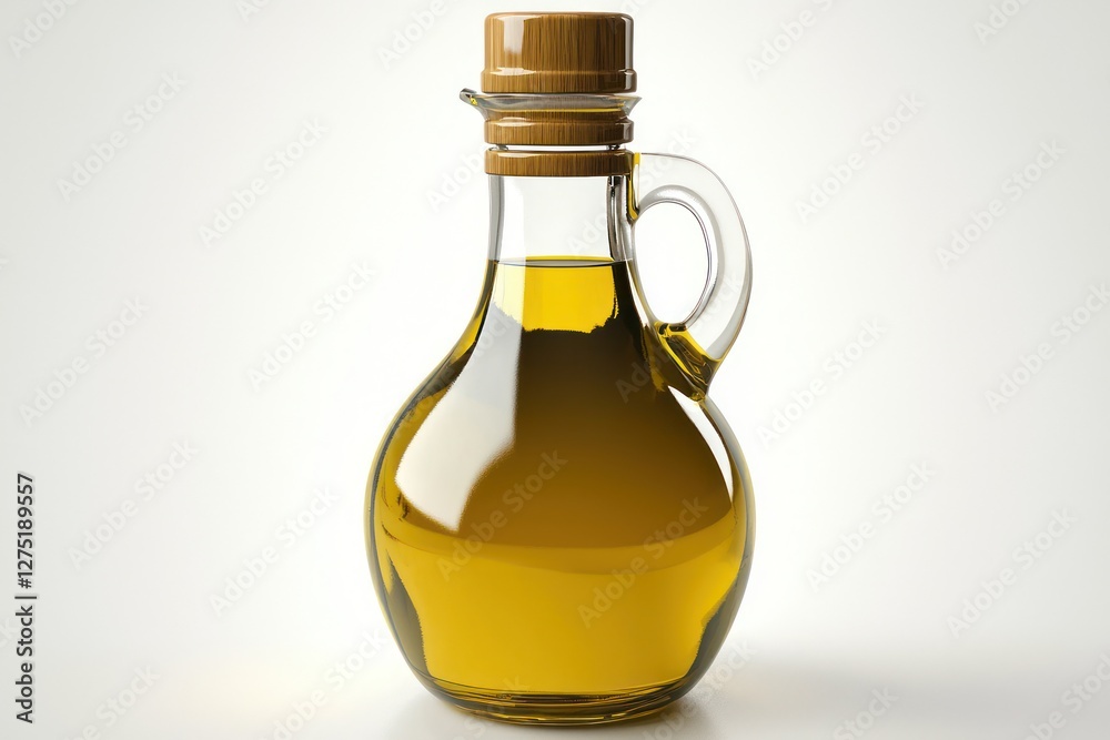 3D olive oil bottle glyph, sleek and clean design on white background.