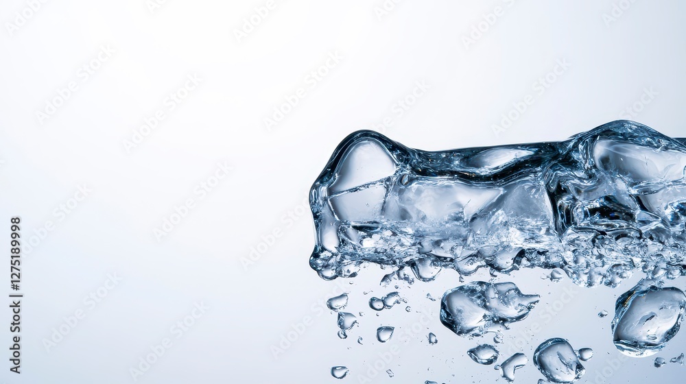 Fragmentation Of Ice Cubes On Light Background Fragmentation Of Ice Cubes On Light Background
