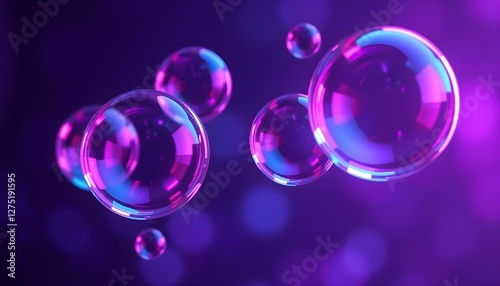 Wallpaper Mural Abstract Bubbles with Vibrant Light Refraction and Depth Torontodigital.ca