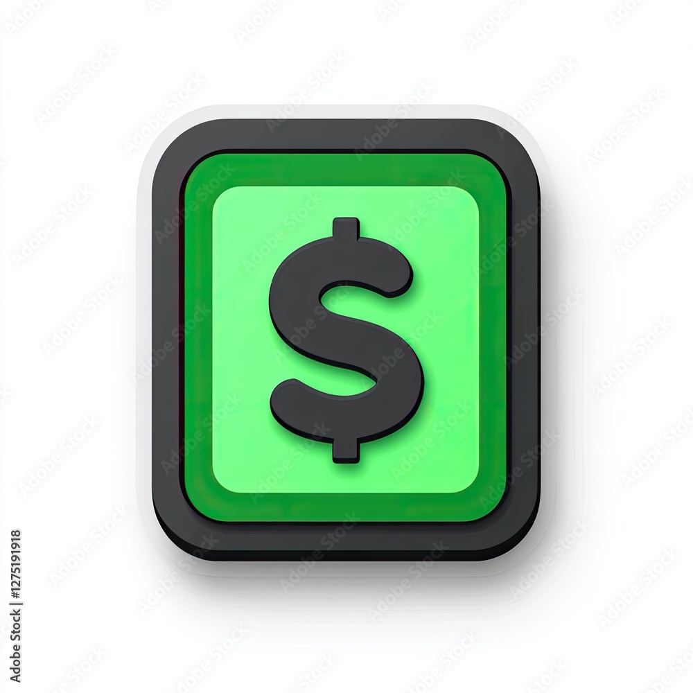 Green Dollar Icon on White Background Green Dollar Icon on White Background