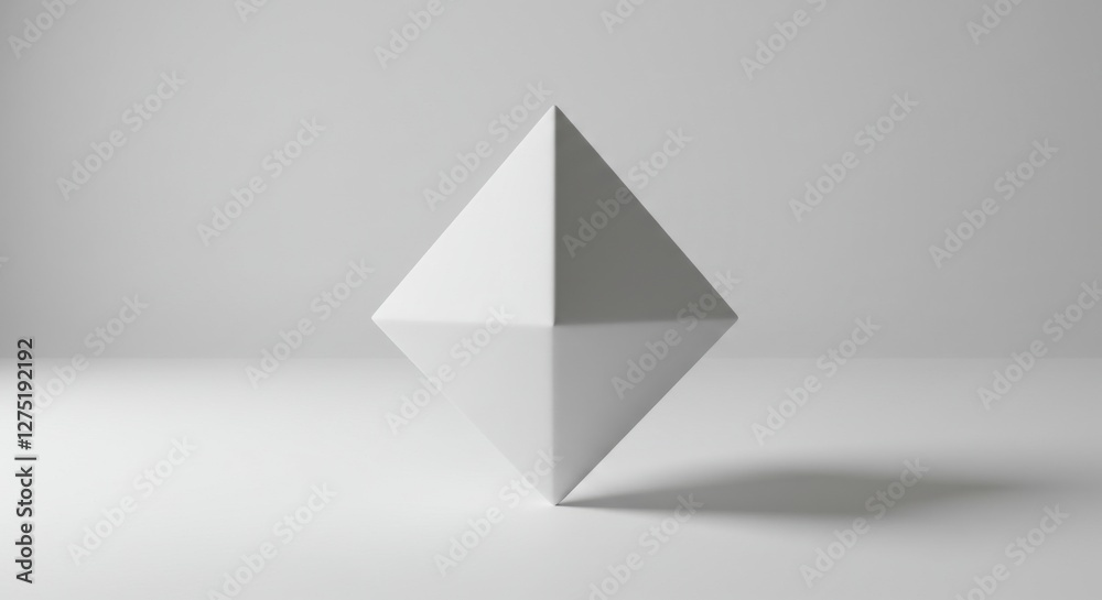 White Octahedron on White Background | Minimalist Geometric Shape for Abstract Design and Modern Art Projects White Octahedron on White Background | Minimalist Geometric Shape for Abstract Design and Modern Art Projects