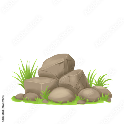 grass and stones illustration 