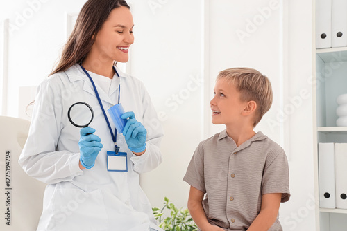 Happy little boy with pedic...