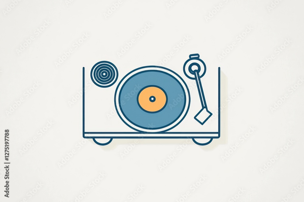 3D DJ turntable symbol, sleek and modern design for a spinning record on white background. 3D DJ turntable symbol, sleek and modern design for a spinning record on white background.