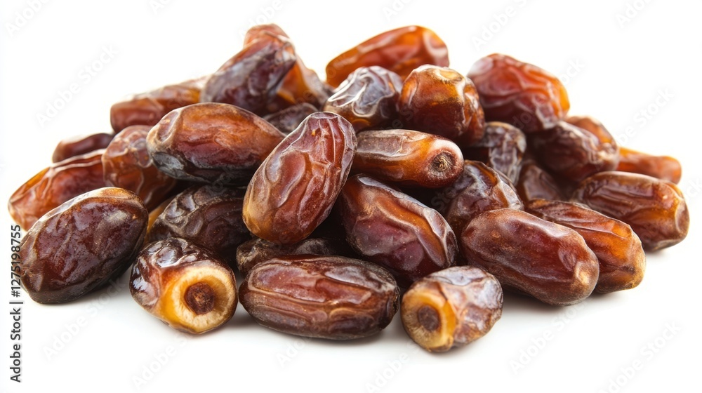 Fresh and Natural Medjool Dates Piled on a White Background Fresh and Natural Medjool Dates Piled on a White Background