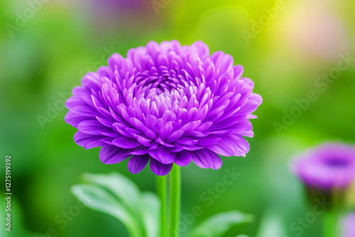 Vibrant Purple Flower Blooming Gracefully in a Softly Blurred Garden Background