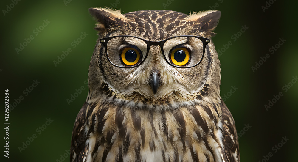 A Wise Owl Wearing Glasses: A Portrait of Intelligence and Knowledge A Wise Owl Wearing Glasses: A Portrait of Intelligence and Knowledge