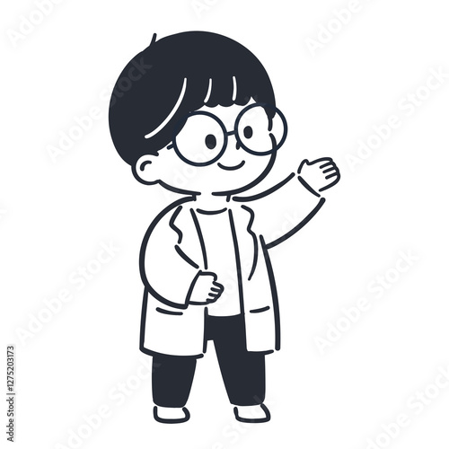 白衣を着た男の子のプレゼンテーションイラスト