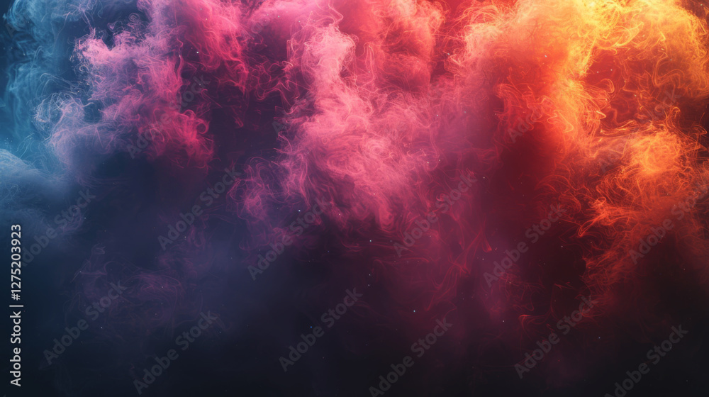 Naklejka premium Colorful Smoke Abstract Dark Background.
