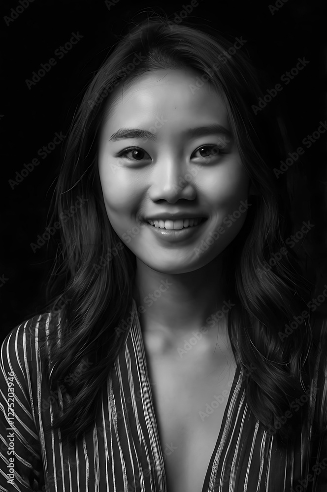 Charming Elegance: A Monochrome Portrait of Grace and Poise Charming Elegance: A Monochrome Portrait of Grace and Poise