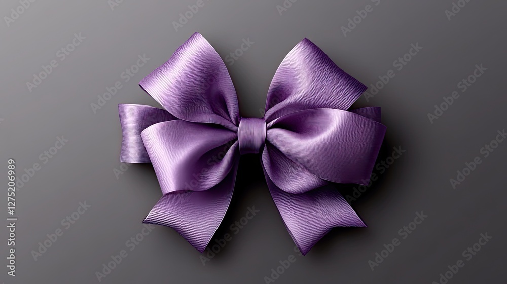 Purple ribbon bow from a top view isolated on transparent background, perfect for gift-wrapping themes Purple ribbon bow from a top view isolated on transparent background, perfect for gift-wrapping themes