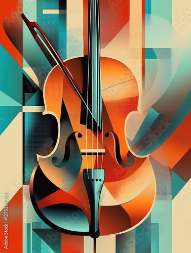 Violin on colorful background