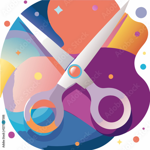 Illustration of colorful office scissors for creative work