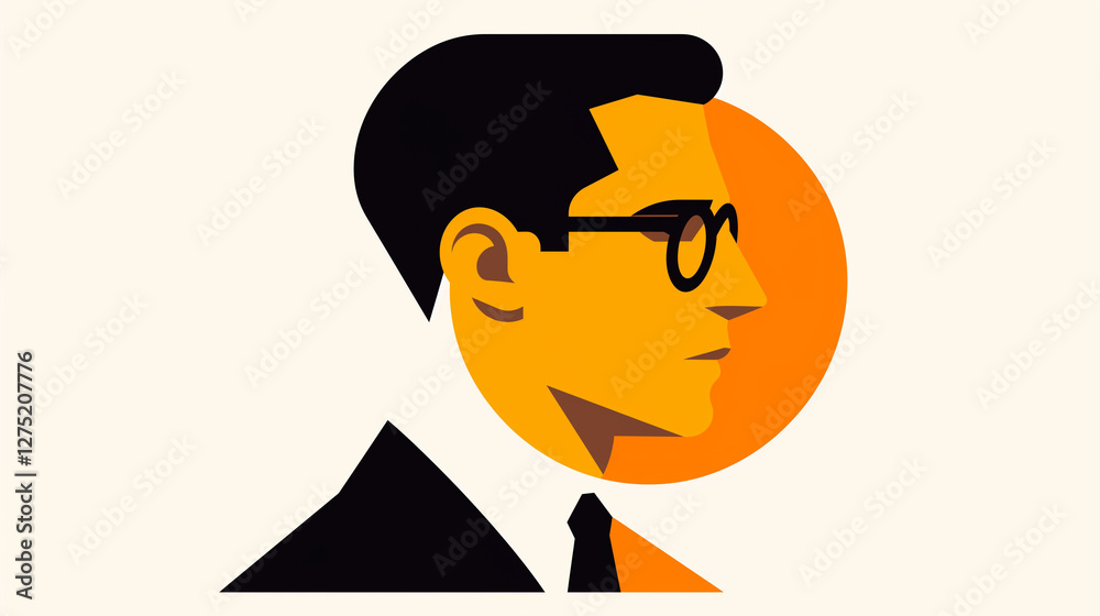 Minimalist Portrait of a Man in Glasses Minimalist Portrait of a Man in Glasses