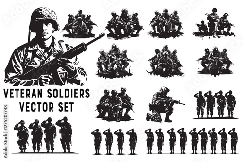 Military Veteran Soldier Vector Bundle