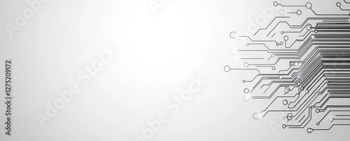 Circuit board graphic on gray background for technology themes, banners