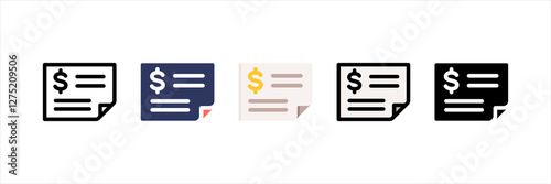 Bank Check Multistyle Icon Set