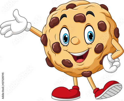 Illustration of cartoon cookie presenting