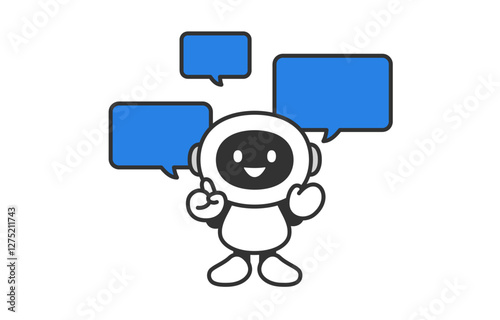 会話や応答をするAIロボット･チャットボット【ベクターイラスト素材】