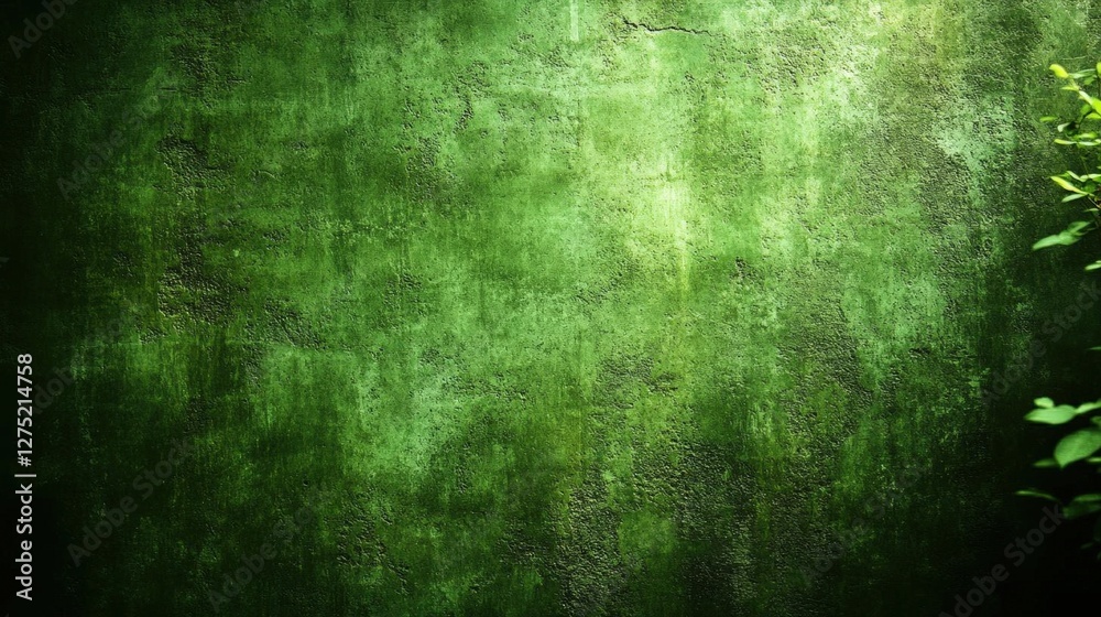 Fototapeta premium Dark Green Textured Wall Background With Light Spots