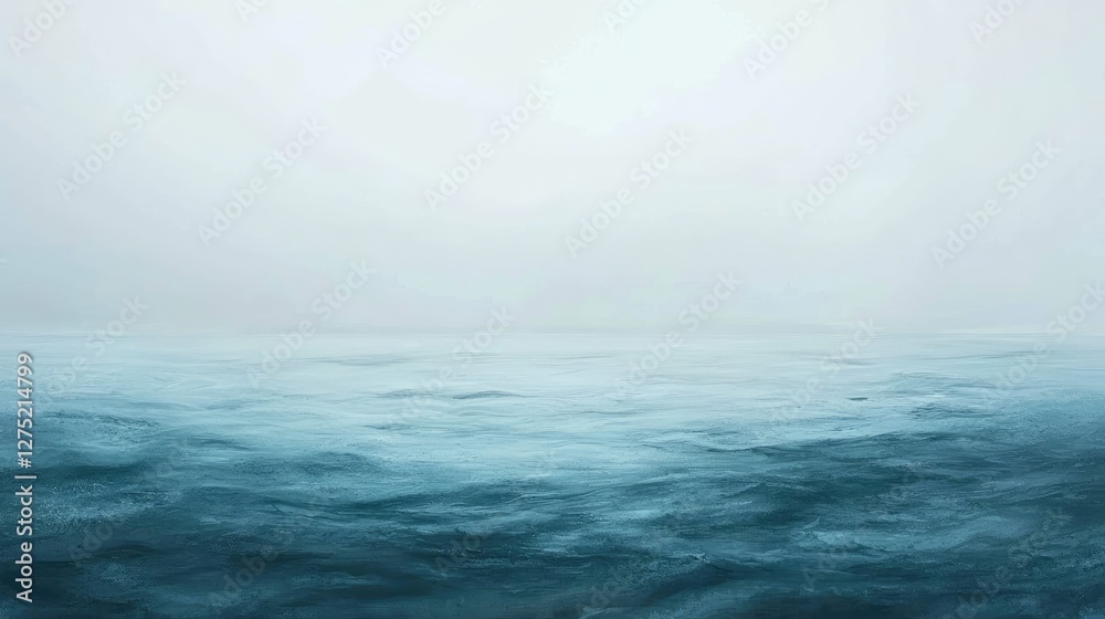 Obraz premium Calm Tranquil Ocean Water Surface Under Soft Cloudy Sky