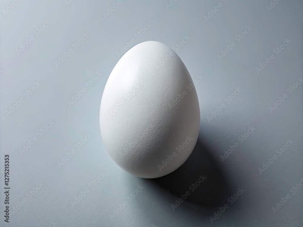 Stunning aerial photograph: single white egg, perfectly centered on a gray background. High resolution. Stunning aerial photograph: single white egg, perfectly centered on a gray background. High resolution.