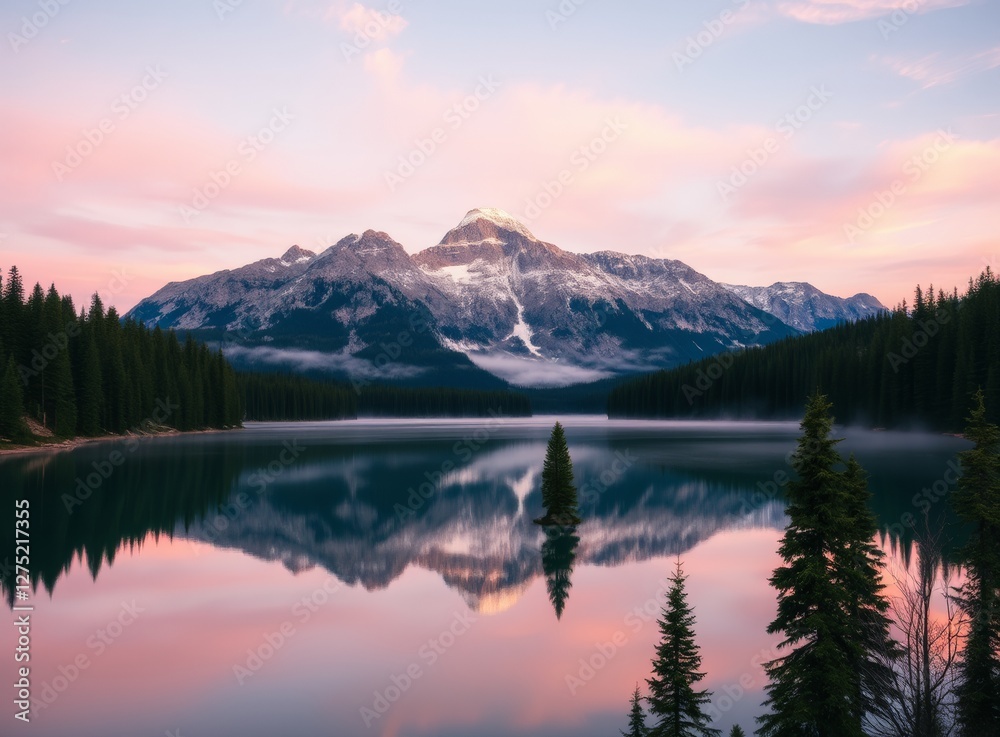 Reflection of Mountains and Sky on Lake, Sunset Landscape Photography Reflection of Mountains and Sky on Lake, Sunset Landscape Photography