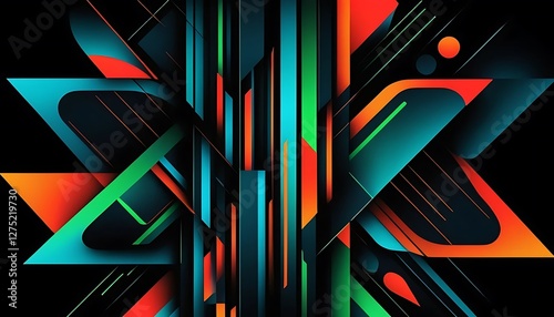 Dynamic Composition of Geometric Shapes and Vivid Color Gradients